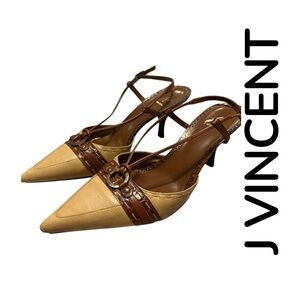 J Vincent Tan and Brown Kitten Heels